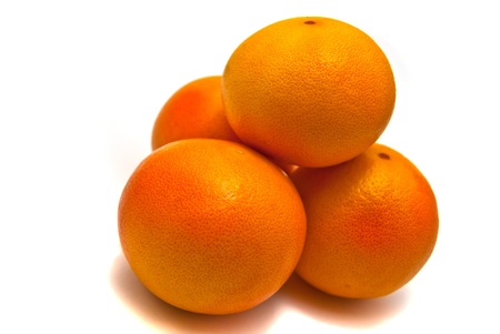 Four tangerines on white backgroundの写真素材
