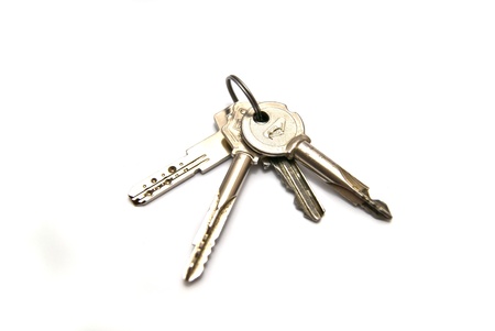 House keys on white backgroundの写真素材