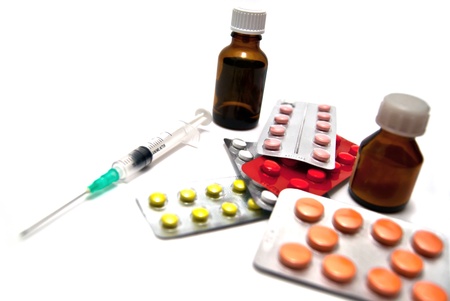 Different medicines on white backgroundの写真素材