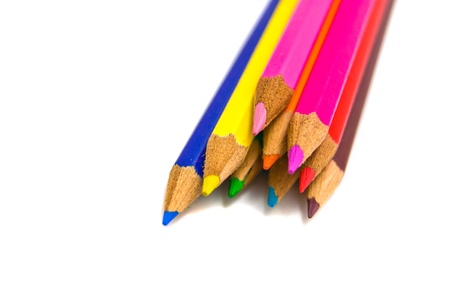 colorful pencils on white backgroundの写真素材