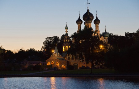 old chapel on the shore in the eveningの写真素材