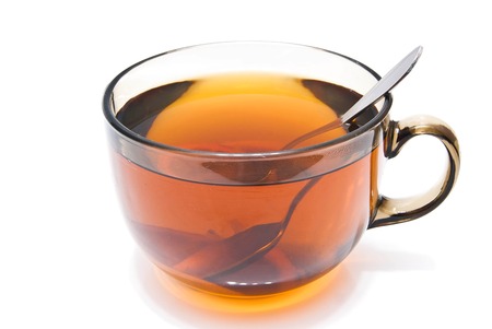 cup of hot tea on white backgroundの写真素材