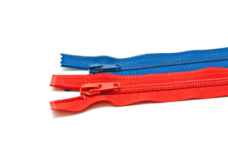 two different zipper on white background closeup
