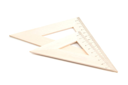 pair of wooden ruler on white background closeup