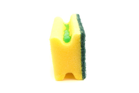 yellow sponge for housework on white background