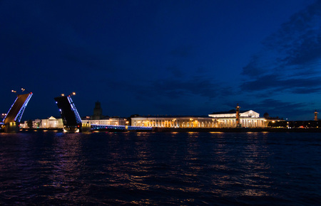 View of the bridge of St. Petersburg at summer nightのeditorial素材
