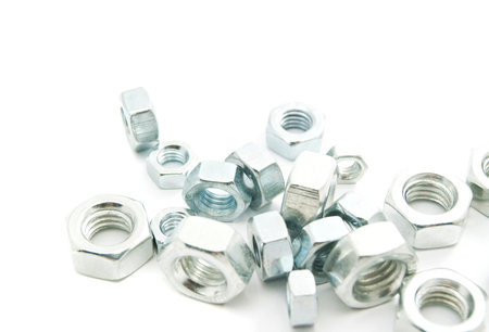 heap of different nuts on white background