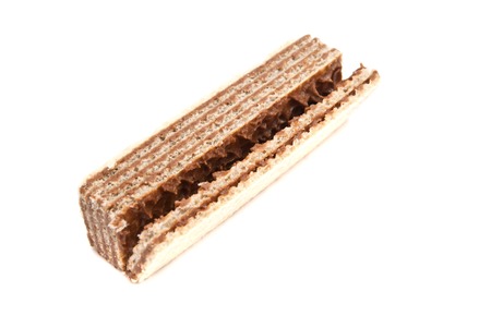 sweet wafer with chocolate on white background closeupの写真素材