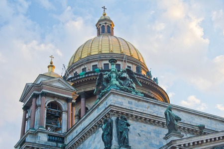 Golden dome of the cathedral at summer dayの写真素材