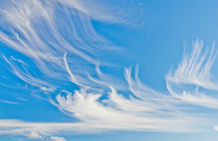 beautiful white clouds in the blue skyの写真素材