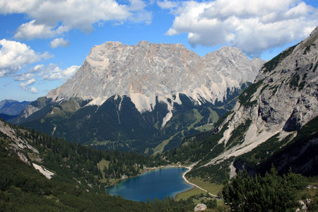 View on Drachensee lake in mountain