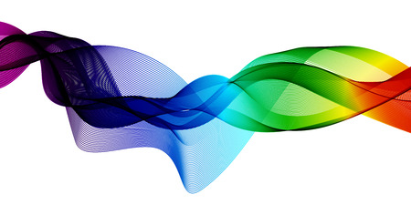 Abstract background with waves. Waves in different colors: pink, purple, red, orange, yellow, green, blue. Abstract color wave. Template brochure design. Illustrationのイラスト素材