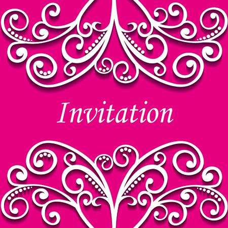 vector illustration lacy curls heart invitation cardのイラスト素材