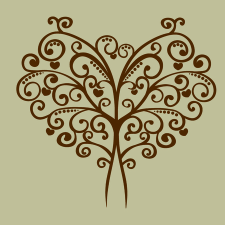 vector lacy tree in the form of heartのイラスト素材