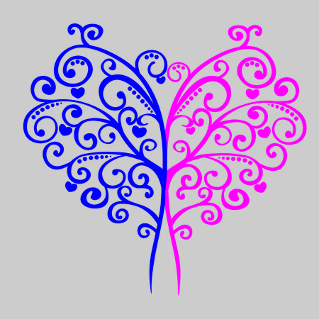 vector lacy tree- heart blue and pinkのイラスト素材