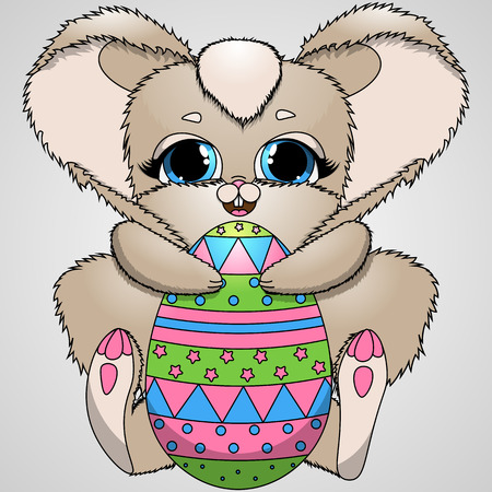 vector illustration Easter bunny and colorful eggsのイラスト素材