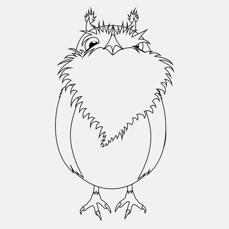 vector black and white coloring cartoon bird Owlのイラスト素材