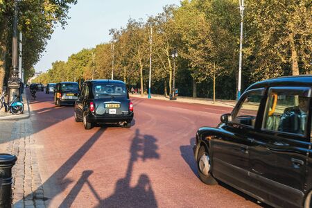 London, Britain - SEP 2014. Street views of london. Taxi ride down the street. Editorial.のeditorial素材