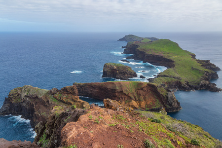 Cliffs view on East coast of Madeira island. Ponta de Sao Lourenco. Portugal.の写真素材