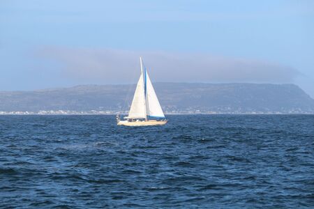 White yacht sailboat in the seaの写真素材