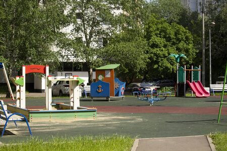 Empty children playground in the parkの写真素材