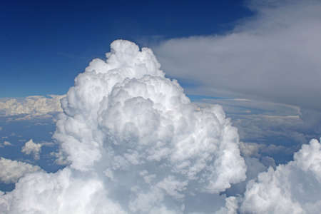 Beautiful white clouds view from plane background wallpaperの写真素材