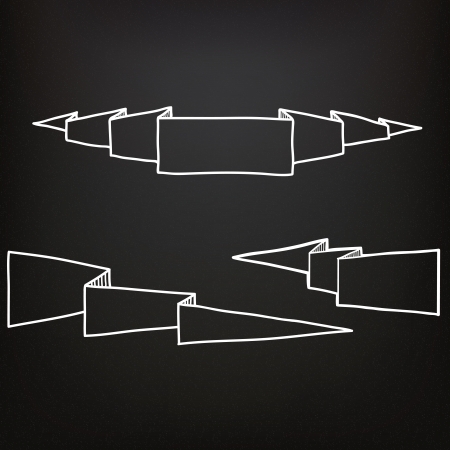Hand drawn ribbons on the chalkboardのイラスト素材