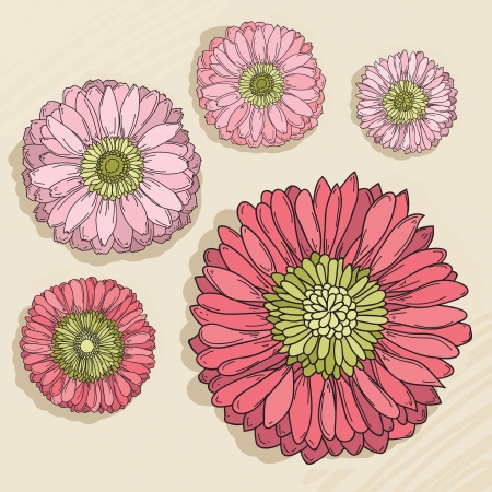 Set of hand drawn flowersのイラスト素材