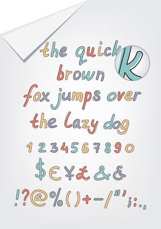 Hand drawn felt pen fontのイラスト素材