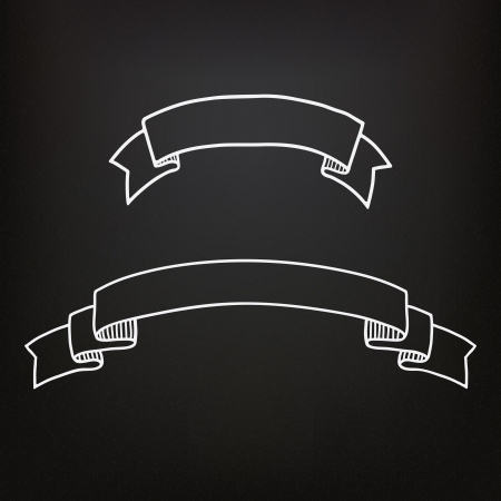 Hand drawn ribbons on the blackboardのイラスト素材