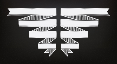 Hand drawn ribbons on the blackboardのイラスト素材