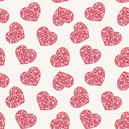 hand drawn doodle seamless pattern of heartsのイラスト素材