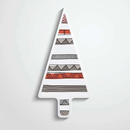 paper Christmas tree with folk patternのイラスト素材