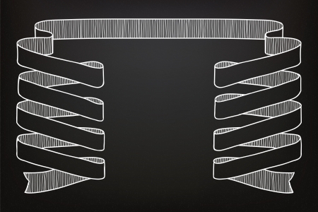 Hand drawn ribbons on the blackboardのイラスト素材
