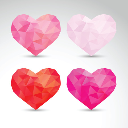 set of crystallized heartsのイラスト素材