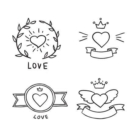 Set of hand drawn design elementsのイラスト素材