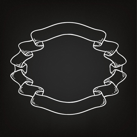 Hand drawn ribbon on the blackboardのイラスト素材