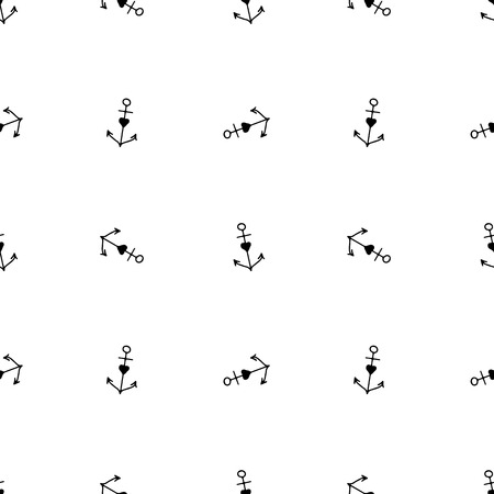 Old school tattoo style hand drawn nautical patternのイラスト素材