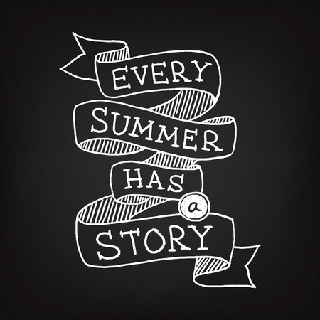 Hand drawn summer poster on the blackboardのイラスト素材