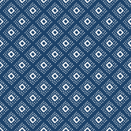 Indigo blue hand drawn seamless pattern, vectorのイラスト素材