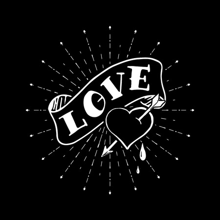 Hand drawn love poster on the blackboardのイラスト素材