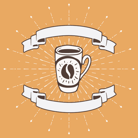 Hand drawn background with coffee mugのイラスト素材