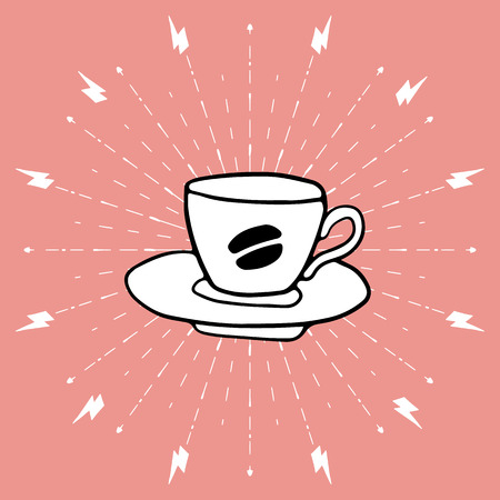 Hand drawn background with coffee cupのイラスト素材