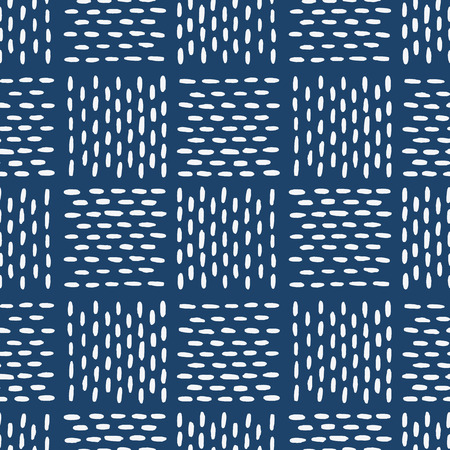 Hand drawn seamless indigo folk patternのイラスト素材
