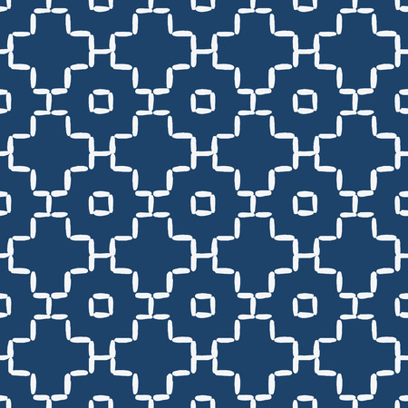 Hand drawn seamless indigo folk patternのイラスト素材