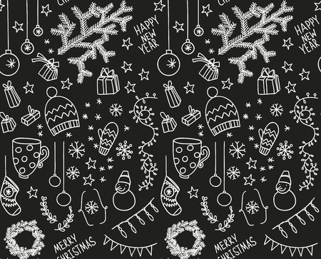 Sketchy doodle winter patternのイラスト素材