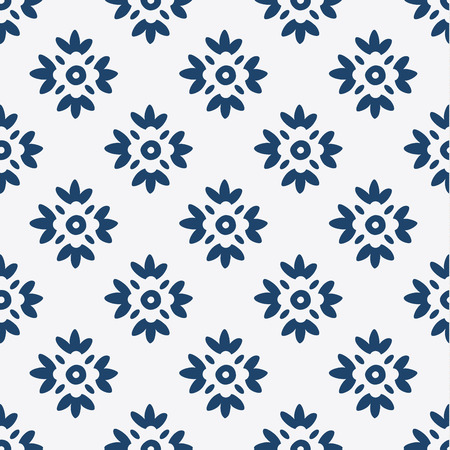 Indigo and white seamless delft pattern, vectorのイラスト素材