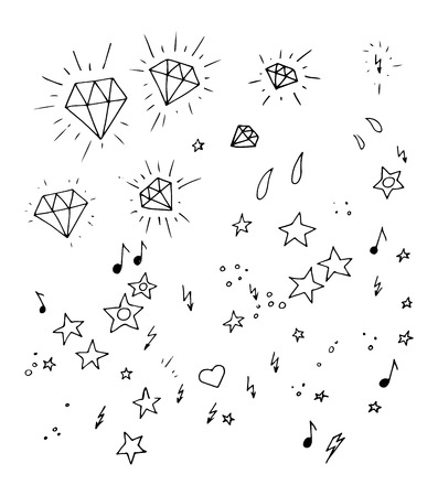 Tiny additional tattoo style hearts, arrows, aters and diamondsのイラスト素材