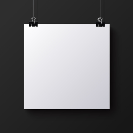 White blank square sheet of paper on the black backgroundのイラスト素材