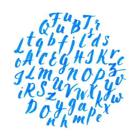 Hand drawn vintage alphabet. Vector Illustration. Retro typography set of letters.のイラスト素材